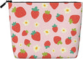 MOLAIGIN Strawberry Red Fruit Cosmetic Bag For Women, Travel Makeup Bag, Toiletry Zipper Bag, Large Capacity Aesthetic Cases
