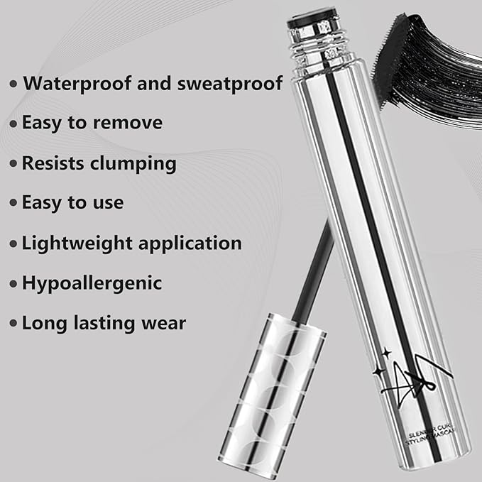 2Pack Black Mascara for Women, Prime Waterproof Volume and Length for Hypoallergenic Máscara with Long Lasting, Hypoallergenic, Lightweight for Sensitive Eyes, 01