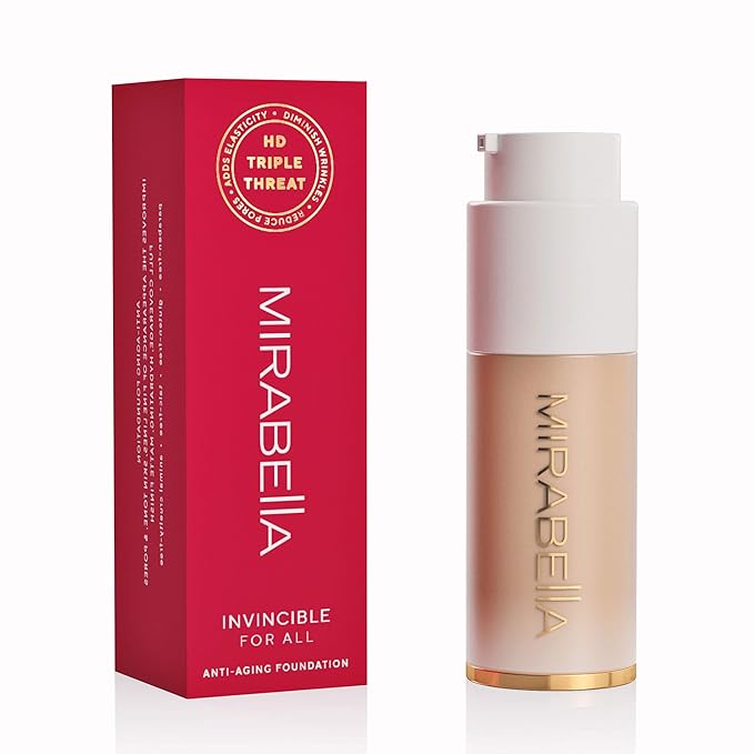 MIRABELLA - Invincible for All HD Liquid Foundation, Moisturizing Face Products for All Skin Types, Full-Coverage Lightweight Foundation Makeup, Moisturizing & Hydrating Beauty Care, Medium M140
