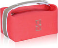 Fashion Makeup Bag for Women, Orange Red Canvas Make up Travel Bag, Hanging Cosmetic Bag Organizer for Wome