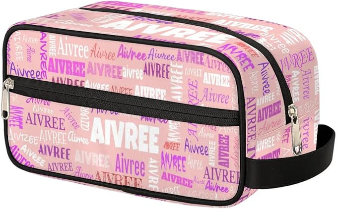 Custom Travel Toiletry Bag for Women, Large Makeup Bag, Cosmetic Bag, Comestic Essentials for Women, Light Pink Background