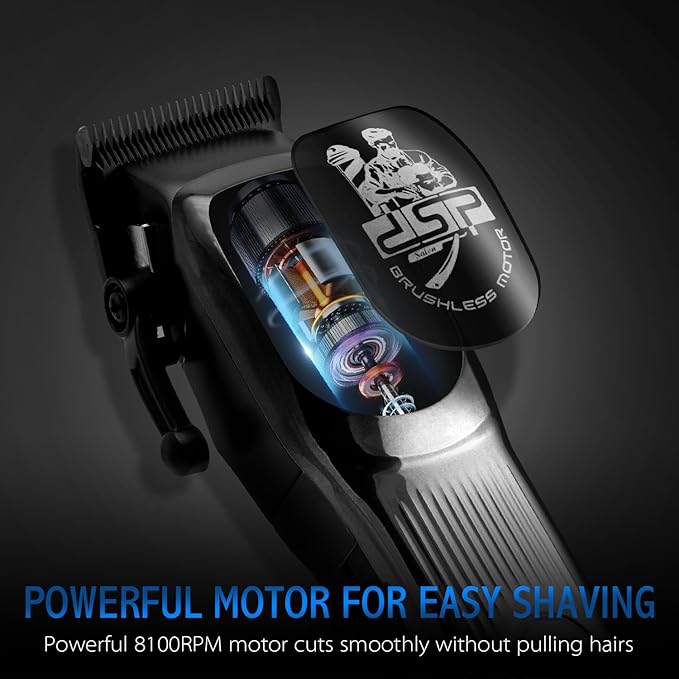 DSP Professional Hair Clipper for Men, Brushless Motor with 4CR DLC+Ceramic Blade, Rechargeable Cordless Hair Cutting Kit- Gift for Men, Pack of 2