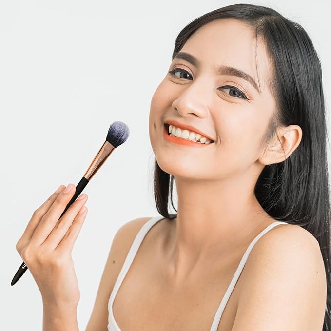 Profusion Cosmetics Artistry Flat Setting Powder Brush for Makeup – Dense Synthetic Bristles for Smooth Application, Lightweight Matte Handle, Vegan & Cruelty-Free