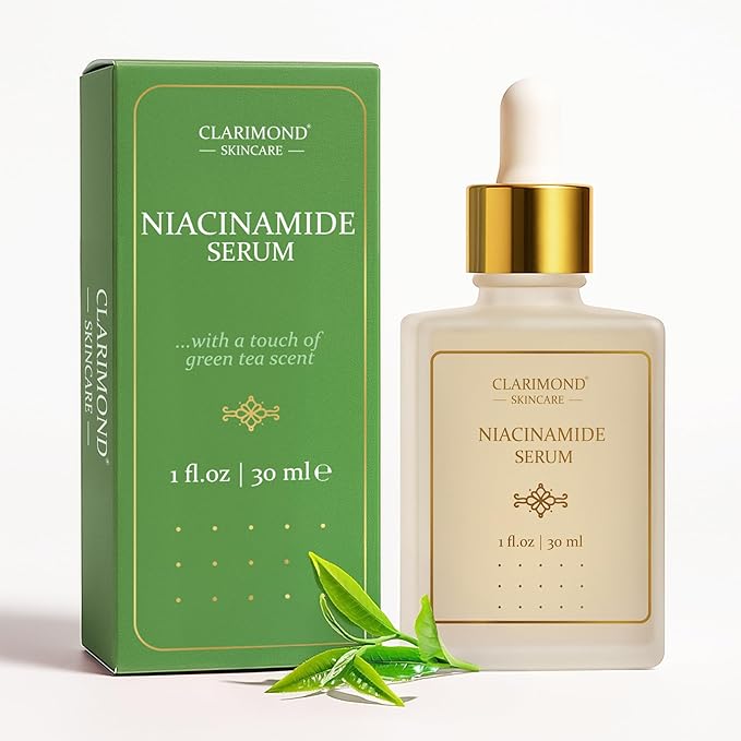 CLARIMOND Niacinamide Serum with Green Tea extract | 5% Niacinamide & Hyaluronic Acid | Hydration, Pore Refinement & Oil Control | Lightweight, Calming Formula for All Skin Types