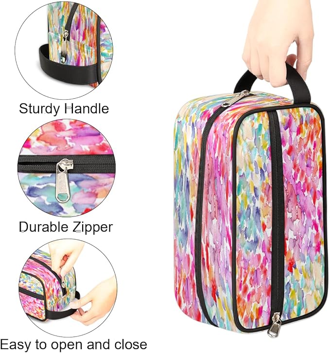 Abstract Art Rainbow Butterfly Travel Toiletry Bag for Women Men Lightweight Cosmetic Makeup Bag Organizer Waterproof Shaving Bag Dopp Kit with Large Capacity for Toiletries and Shaving Accessories
