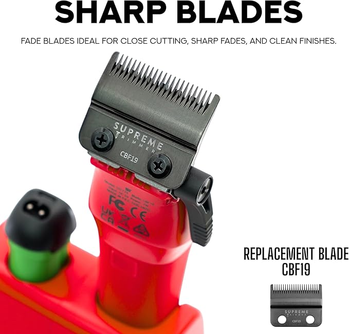 Supreme Trimmer Recharge Clipper - Professional Hair Clipper with 2 Removable Batteries, Brushless Motor, Smart Charge Stand, USB-C Charge & DLC Blades Barbers | STC779