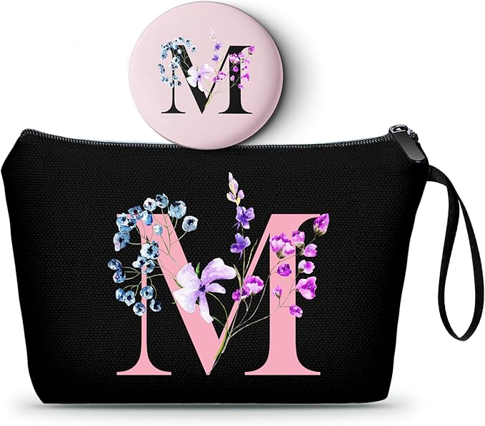 Birthday Maid of Honor Gifts for Women Her Mom Team Teacher Friend Bridesmaid Bride Personalized Makeup Cosmetic Bag with Mirror Valentines Mothers Day Christmas Graduation M
