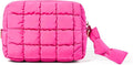 Yarnic Quilted Makeup Bag Cosmetic Bag, Travel Toiletry Bag for Women, Cute Makeup Bag Organizer Puffer Makeup Pouch (S, Hot Pink)