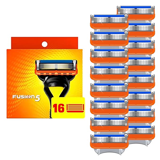 16 PCS Razor Blade Shaving Razor Blade Refills for Fusion 5, a More Comfortable Shave for Men, Orange New Version