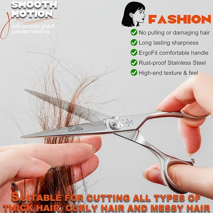 High-end Professional Extremely Very Sharp Barber Hair Cutting Scissors Hairdresser Shears For Hair 6 Inches Haircut Scissor Made Of Stainless Steel Alloy For Hairdressing Salon and Home Use