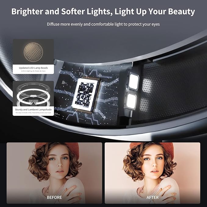 AMIRO 9" Lighted Makeup Mirror with Smart Sensor & Touch-Control, 3 Colors & 6 Brightness, Rechargeable & Cordless, Memory Function, Free Rotation-Black