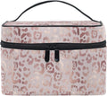 Makeup Bag, Rose Gold Leopard Travel Makeup Organizer Bag Cosmetic Cases Toiletry Bags for Girl Women Ladies