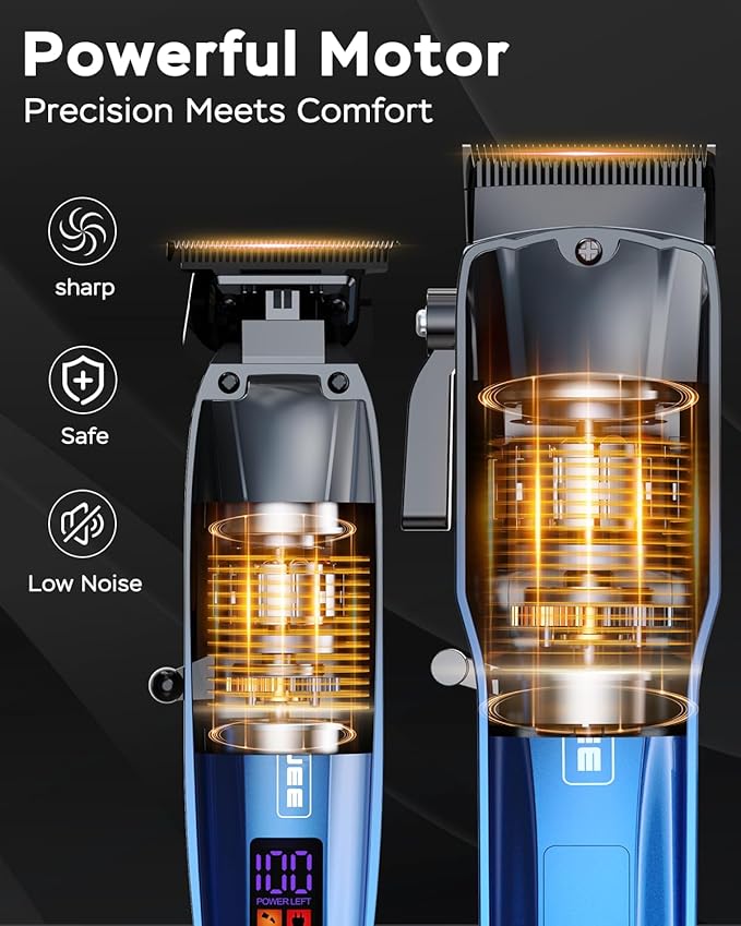 Professional Hair Clippers for Men Cordless & Corded - Rechargeable Barber Clipper & Trimmer Set with Fade Lever for Home Haircuts, Grooming Kit with Guide Combs, with Travel Case