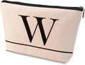 Letter A-Z Initial Personalized Makeup Bags, Birthday Gifts for Women, Monogrammed Gifts for Women Mom Sister Best Friend Bride Bridesmaid, Mothers Day, Christmas, Small Travel Cosmetic Bag (W)