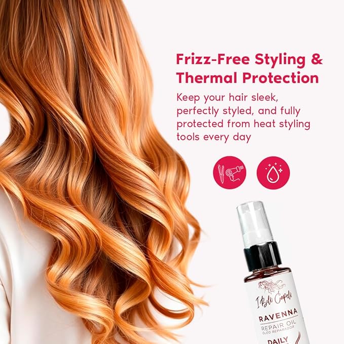 I Belli Capelli Ravenna Hair Oil for Frizzy Hair – Split End Repair, Heat Protection & Deep Hydration – Macadamia, Avocado & Coconut Oil for Damaged, Dry & All Hair Types (60ml/2.02 Fl Oz)