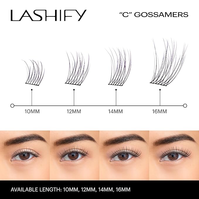 Lashify Curl 12mm Gossamer Eyelash Extensions Refill in Ombre Purple, Easy DIY False Lashes for a Natural Look