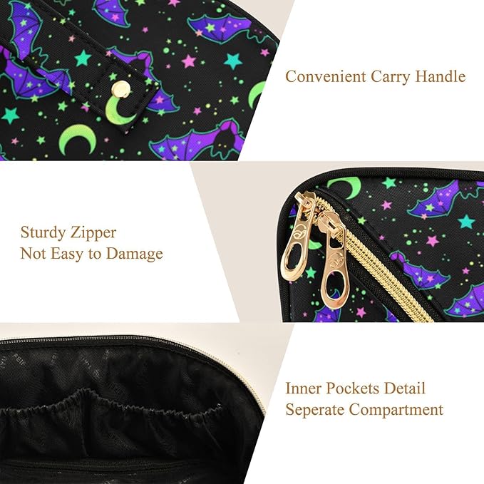 Makeup Organizer Bag, Magic Galaxy Bat Travel Makeup Bags Makeup Vanity Case Large Capacity Rhombus Cosmetic Toiletry Bag for Girl Women Ladies