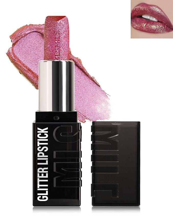 Diamond Glitter Matte Lipstick, Long Lasting Waterproof Ruby Red Metallic Sparkling High Pigment Non-Stick Lip Tint Lip Gloss,Full-coverage Lipgloss, Christmas Lip Makeup Gift for Women Girl-04