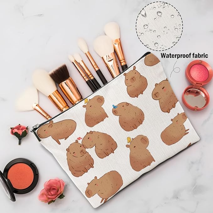 Capybara Gifts, Cute Makeup Bag, Capybara Stuff Cosmetic Bag Travel Pouch, Friendship Graduation Birthday Animal Lovers Gifts for Women Girls Daughter Friend Niece Sisters