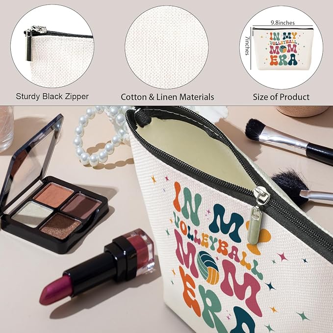 Volleyball Mom Cosmetic Bag in My Mom Era Travel Makeup Bag Mom Gifts Mother Gifts Volleyball Stuff Organizer Bag Volleyball Gifts for Mom Mam Mother Mommy Mama Women Female Mothers Day Birthday