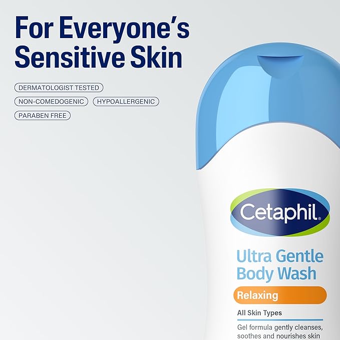 Cetaphil Ultra Gentle Refreshing Body Wash, For Dry to Normal, Sensitive Skin, 16.9oz, with Aloe Vera, Calendula, Vitamin B5, Hypoallergenic, Fragrance Free, Dermatologist Tested (Pack of 2)