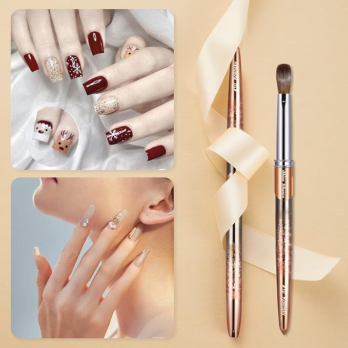 Acrylic Nail Brush Size 10, 100% Real Kolinsky Art Nail Brush for Acrylic Powder Application, Handmade Women Manicure Nail Extension Tool for Professional DIY Home Salon and Beginners