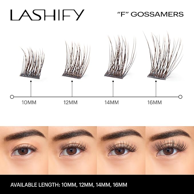 Lashify Fluffy 16mm Gossamer DIY Eyelash Extensions Refill, Truffle Color, Easy False Lashes To Add Fullness and Dimension