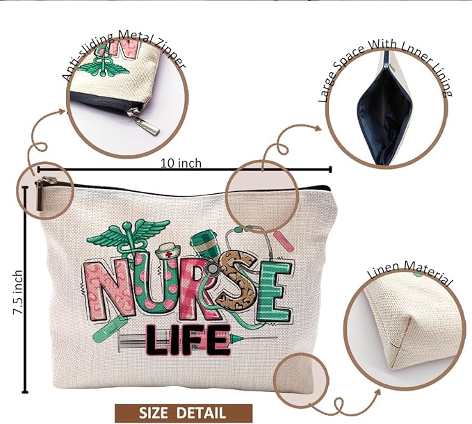 Nurse Makeup Bags,Nurse Gifts for Women,Nurse Cosmetic Bags With Zipper,Nurse Gifts for Nursing Student,Student Nurse Gifts(F style)