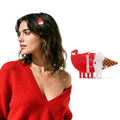 Original Italian Designed Mini Christmas Hair Claw Clips for Women, Strong Grip Plant-Based Acetate Hair Clips for Girls, Cute Santa Ice Cream Hair Accessories with Gift Box 1pcs