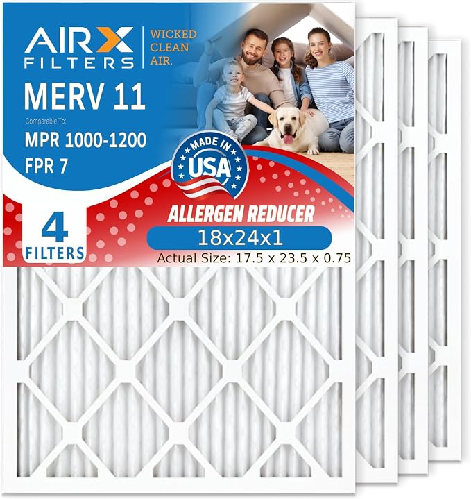 AIRX FILTERS WICKED CLEAN AIR. 18x24x1 Air Filter MERV 11 Electrostatic Pleated by AIRXFILTERSWICKEDCLEANAIR