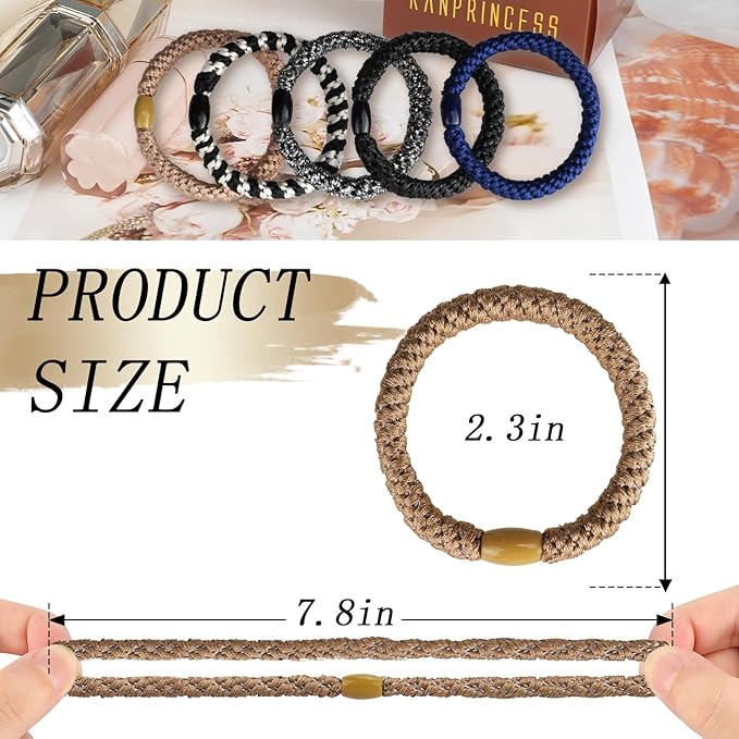 20Pcs Hair Ties For Thick Hair, Strong Stretchy Hair Bands For Women Girls, No Slip Braided Hair Ties No Damage, Ponytail Holders-Exceptionally Secure with Gentle Hold (Set 3)