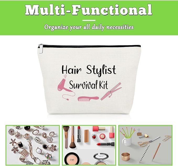 Hairdresser Gifts Hair Stylist Makeup Bag Inspirational Gifts for Hairstylist Hair Dresser Cosmetic Bag Retirement Presents for Hairdresser Cosmetology Graduation Presents Travel Cosmetic Pouch