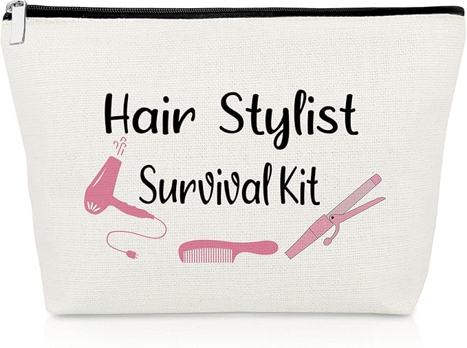Hairdresser Gifts Hair Stylist Makeup Bag Inspirational Gifts for Hairstylist Hair Dresser Cosmetic Bag Retirement Presents for Hairdresser Cosmetology Graduation Presents Travel Cosmetic Pouch