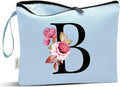 Vavabox A-Z Personalized Makeup Bag, Birthday Gifts for Women Mom, Gifts for Best Friend, Bride Bridesmaid Cosmetic bag (B, Blue)