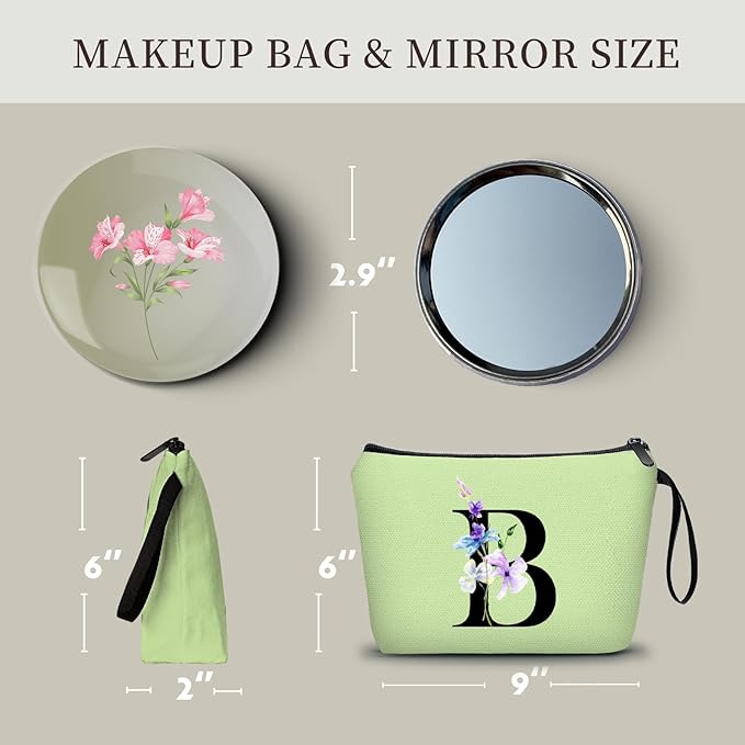 Birthday Inspirational Bridesmaid Proposal Team Small Gifts for Women Mom Aunt Teacher Sister Coworkers Makeup Cosmetic Bag Travel with Mirror Mothers Day Christmas Graduation B