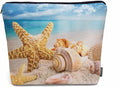 Starfish Seashell Makeup Bag - Turquoise Ocean Cosmetic Bag with Zipper for Beach, Gym, Bathroom