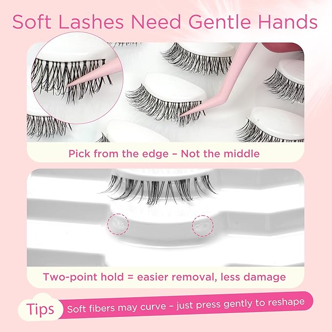 BEPHOLAN Ultra-thin False Eyelashes 10 Pairs Eyelash Pack False Lashes Natural look Lash Strips Lightweight Lashes with Soft Clear Band(CCS115)