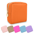 Mini Makeup Pouch for Purse, Small Cosmetic Bag Pouch Nylon Travel Toiletry Organizers for Women Girls, Cute Zipper Pouch Coin Purse Preppy Storage Bag for School Work(Mini-Peach)