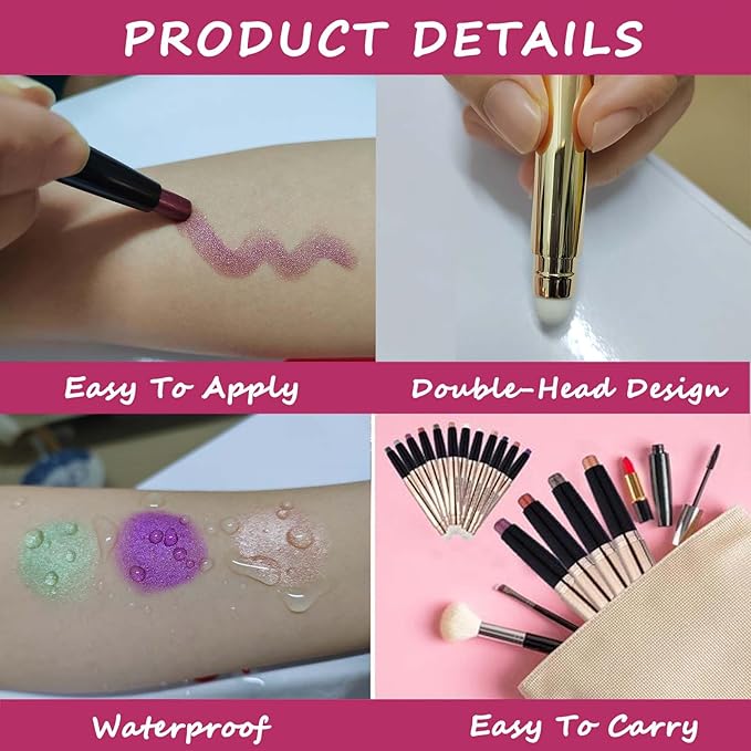 Rose Red Eyeshadow Stick, Cream Smooth Glitter Eyeshadow Pencil Crayon, Hypoallergenic Waterproof Long Lasting Shimmer Eye Shadow Pen Multi-Dimensional Highlighter Stick Eye Liner(Rose Red #06)