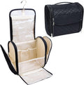 Inmorven Makeup Bag for Women with Hanging Hook - Portable Cosmetic Case, Large Portable Capacity Travel Hanging Toiletry Bag Organizer Case for Toiletries and Cosmetics, Black