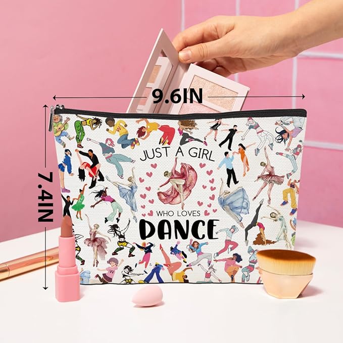 Christmas Thank You Gifts Dance Makeup Bag for Girls Dancer Recital Gift, Cosmetic Toiletry Bag with Zipper Pouch Dance Gift for Women, Sister, Lover, Teacher, Friendship Secret Santa Gifts