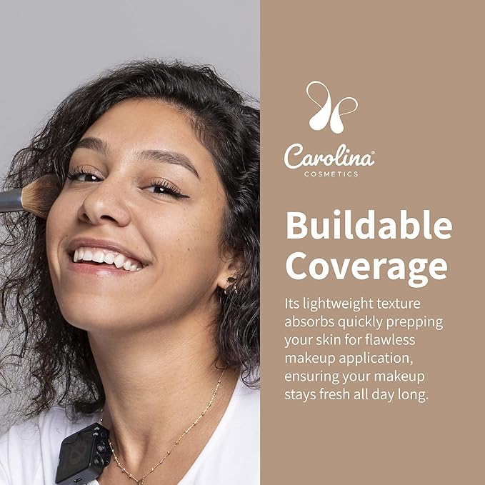 Carolina Cosmetics - Foundation in Coconut Shade Plant-Based - Hydrating, Pore-Minimizing & Buildable Coverage - Vegan, Non-GMO, Paraben-Free - 1oz