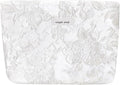 STARDW Aesthetic Floral Makeup Bag Cute Small Cosmetic Bags for Women Girls, Travel Toiletry Bag Large Capacity Zipper Makeup Pouch, Purse Organizer Pouches (Embossed white)
