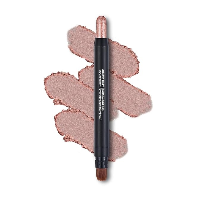 Light Copper Shimmer Dual Ended Eyeshadow Stick 12 Colors Matte and Shimmer Waterproof Long Lasting Creamy Eyeshadow Pencil for Smokey Eye Natural Everyday Makeup