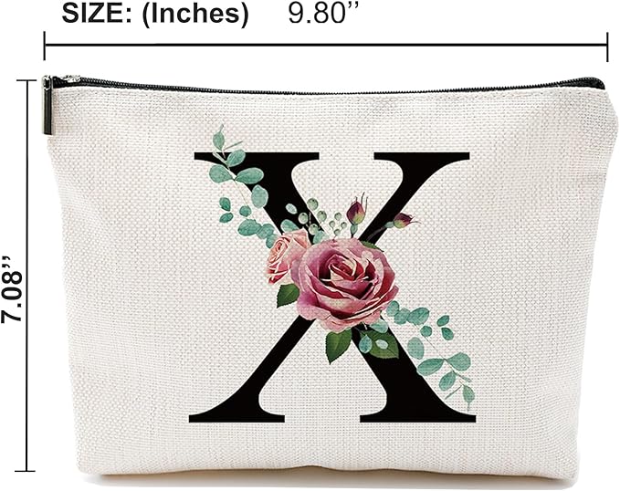 A-Z Personalized Makeup Bag, Monogrammed Bridesmaid Presents Cosmetic Bag, Portable Stationary Storage Organizer, Friendship Travel Makeup Bags