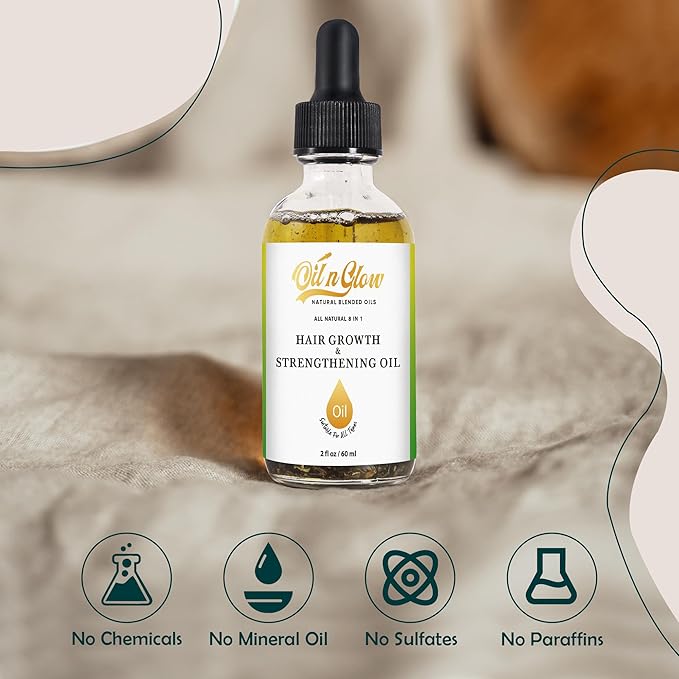 USDA Certified Organic 8 in 1 Natural Hair Growth Serum & Strengthening Oil with Rosemary, Castor, 100% Vegan Jojoba, Coconut, Grape Seed, Ginger & Scalp DHT Blocker Peppermint Oil -2 FL