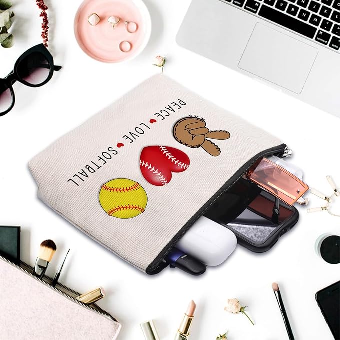 Softball Cosmetic Bag for Women, Birthday Gifts for Softball Lovers, Coach & Team