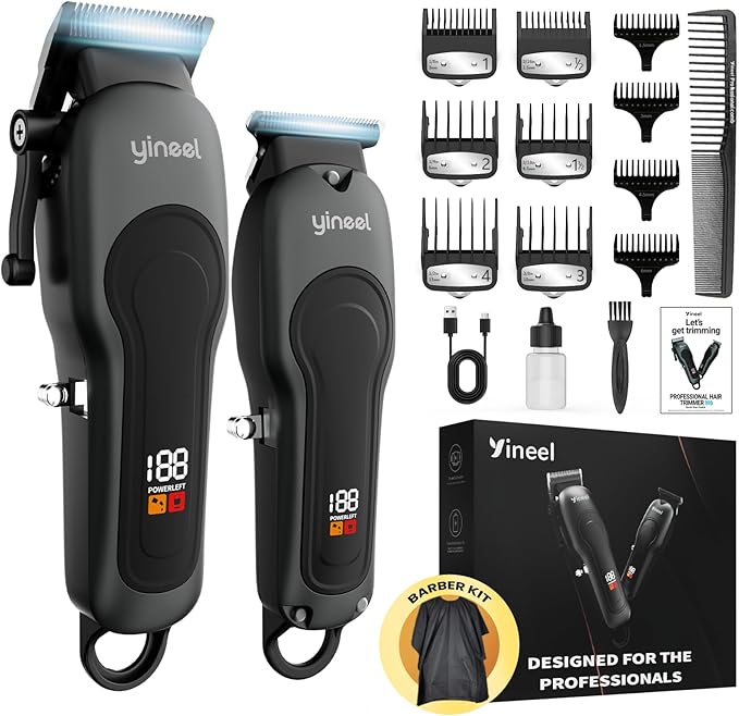 Yineel Hair Clippers for Men, Professional Cordless Clippers & Trimmer Set, Super Quiet, Clippers for Hair Cutting Kit with LED Display, Gift for Men Women Barber Kid