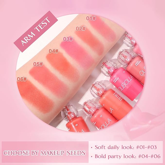 Liquid Blush, High Pigment, Buildable, Lightweight, for Radiant & Flushed & Dewy Cheeks, Long-lasting, Hydrating Cream Blush, For Dry Skin, 0.33 fl.oz