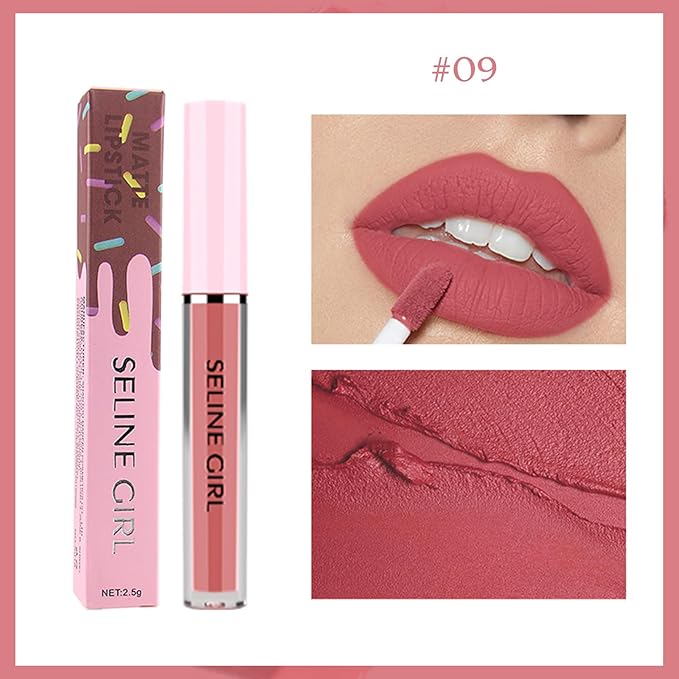 Matte Lip Gloss, Lip Gloss Silky Smooth Finish, Lipgloss Makeup Colorful and Creamy Texture, Lipstick for Every Occasion, Lip Oil Moisturizing and Hydrated #09